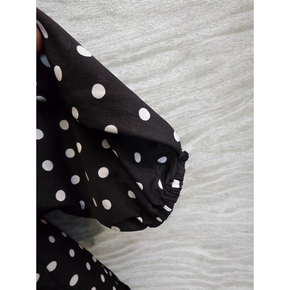 EMERY ROSE Shift Dress PLus Size 2XL Black White Polka Dot Long Sleeve Mod Retro - Picture 8 of 10